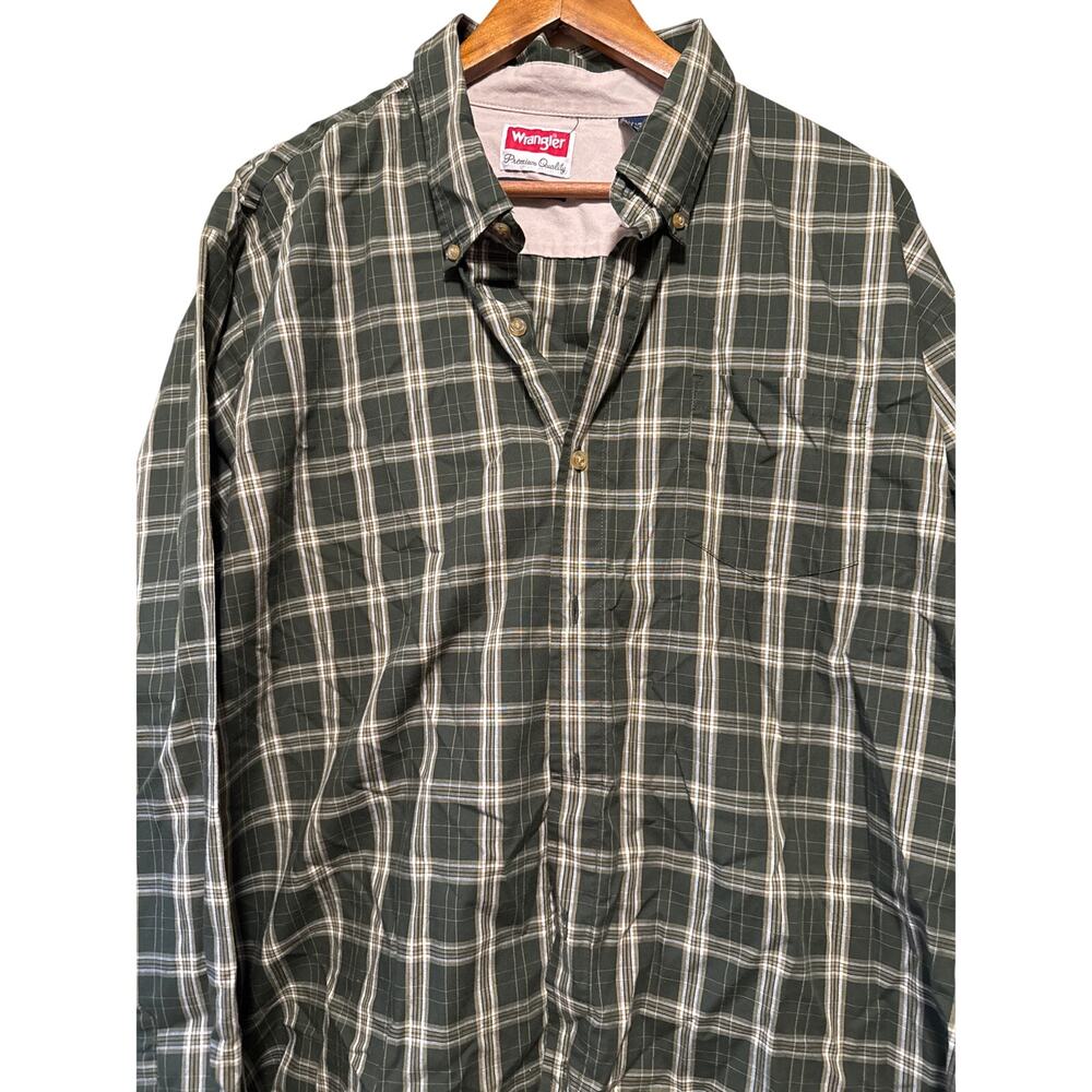 Wranger‎ Wrinkle Resistant Green Tartan Plaid Long Sleeve Button Down, 2XL